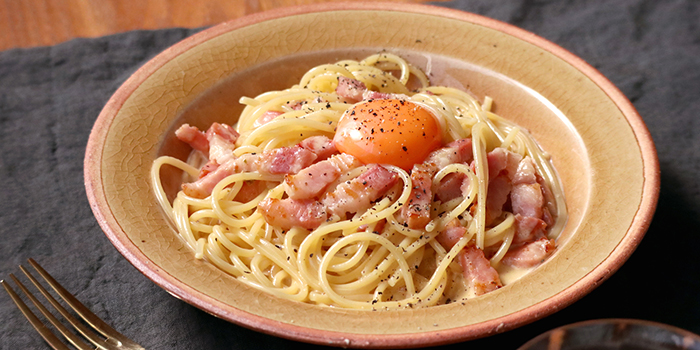 おだしと柚子胡椒のカルボナーラの完成画像